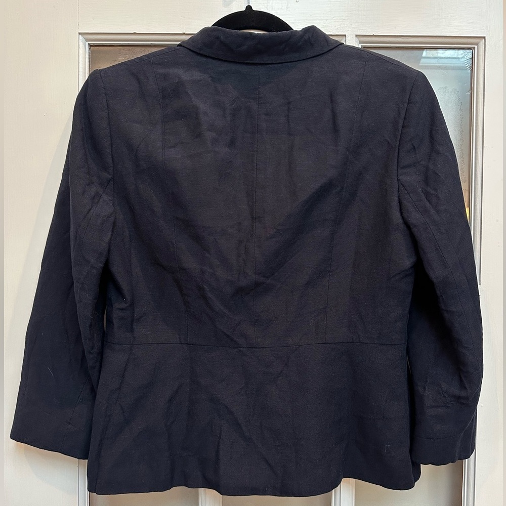 Calvin Klein Navy Linen Blend Classic Suit Blazer Jacket Women’s Size 8 Medium - Picture 2 of 7
